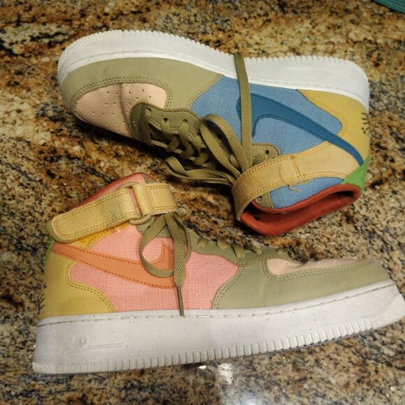 Rare Nike Air Force 1 Mid Sun Club Tan Multi Size 9 NO BOX Nice! - Picture 8 of 12